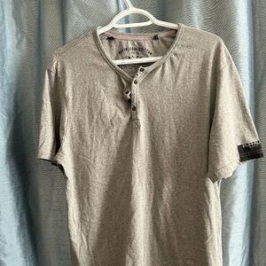 Buffalo David Bitton Light Gray Henley Tee- large- lightly used